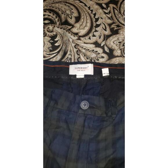 Superdry The Edit Green Checker Chino Pants - Picture 4 of 5